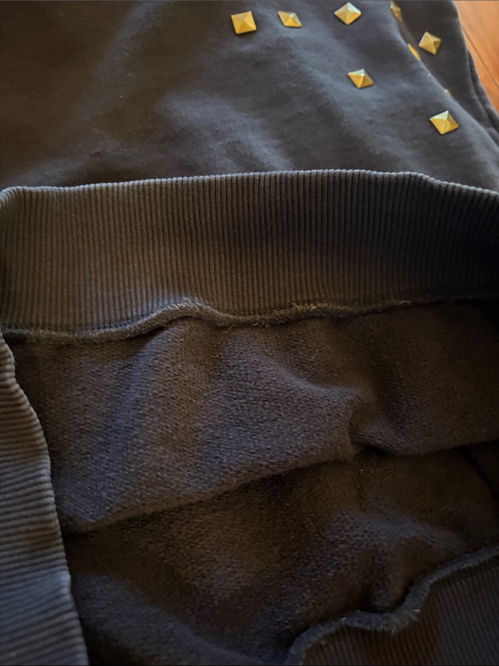 ASOS Navy Sweatshirt with Brass / Gold Stud Details - Picture 5 of 6